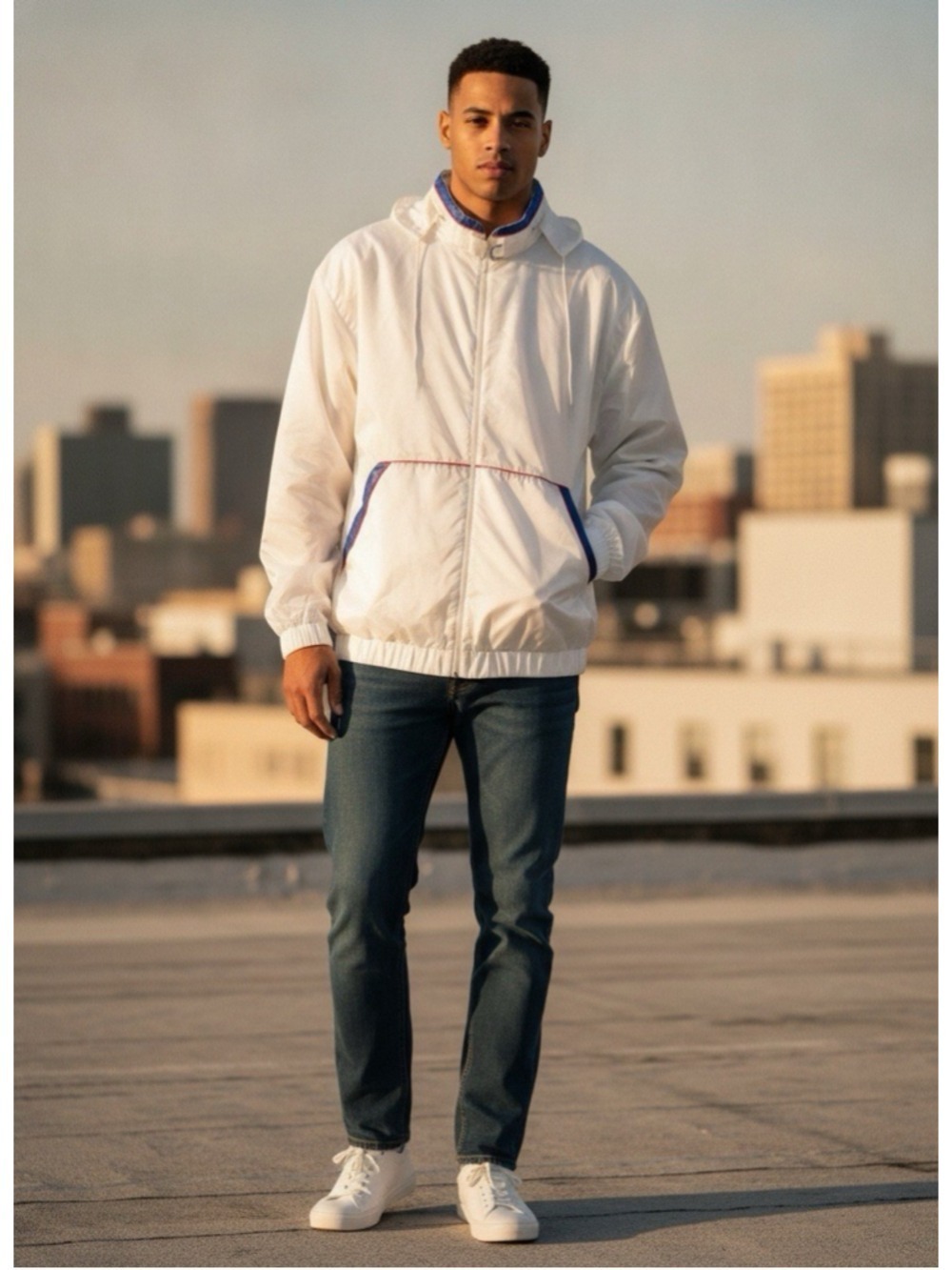 Vintage 1990s "Silver Fox" Full-Zip Lightweight Nylon Windbreaker Jacket Sports